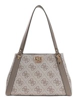 Guess Karnilla Logo Girlfriend Carryall Schultertasche Dark Taupe Logo Taupe