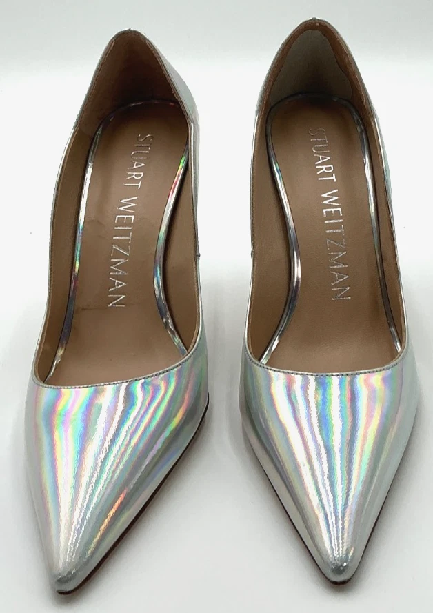 Zapatos de salón Stuart Weitzman de vieira iridiscente para mujer talla 7 plateados Foto 2 de 4