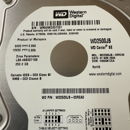 Western Digital 250GB 3.5'' IDE HDD WD2500JB-00REA0 Hard Drive Tested/Low Hours - Picture 3 of 11