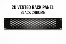 Black Chrome 2U Rack Panel   19  Perforated Steel Faceplate   Custom Finishes 