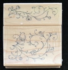 Inkadinkado Rubber Stamps Flourishes Roses Floral Swirls Albums Border Lot of 2