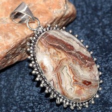 925 Silver Plated Exclusive Mexican Laguna Lace Pendant Handmade 2.1" GW