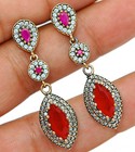 Ottoman 10CT Heat Treated Rubellite Tourmaline 925 Sterling Silver Earrings TE2 — photo 1
