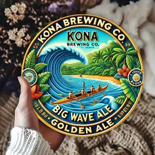 Kona Brewing Co. Big Wave Ale Vintage Hawaiian Tin Metal Signs Home Décor 8x8