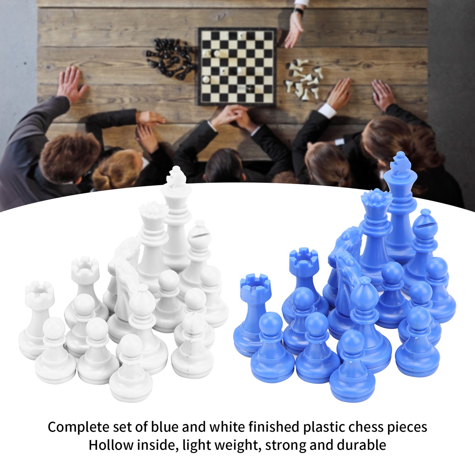 32PC Medieval Plastic Chess Pieces Set King Height 49mm Without Chessboard GF0