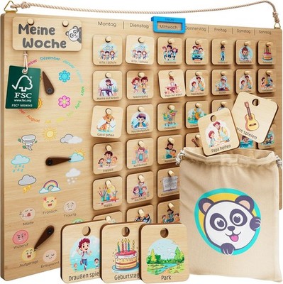 Holzspielzeug Wochenplaner für Kinder Tagesplan Routine Alltag Planer OFFENEBOX