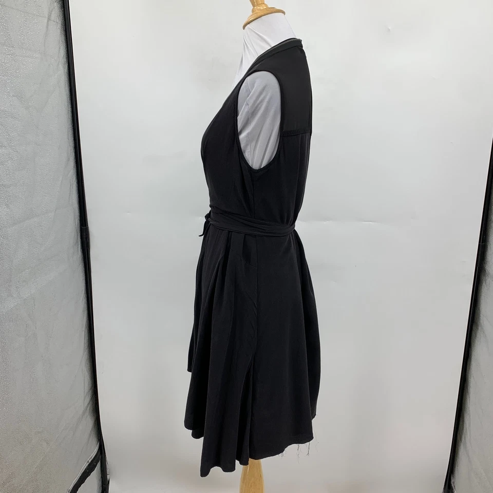 Vestido AllSaints Feminino M Médio Preto Jayda Zíper Frontal Seda Cruzada Sobre Painel Transparente - Imagem 4 de 4