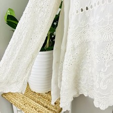Johnny Was White Eyelet Boho Soft Flowy Layered Blouse Concert Festival Sz Small