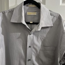 MICHAEL KORS Size XL 17 36/37 Men's Button Down Striped Shirt Long Sleeve