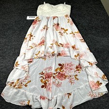 AUW Fit & Flare Dress Womens Large Multicolor Lined Lace Floral Ruffle Hi Low