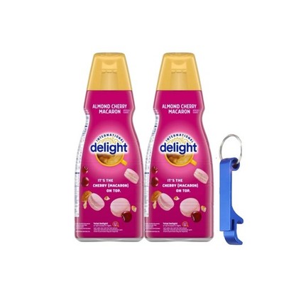 International Delight Almond Cherry Macaron Creamer 32oz 2 Pack + Bonus Keychain