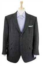 M S Sartorial Harris Tweed Wool Green Blue Check Regular Fit 2-Btn Blazer 46R