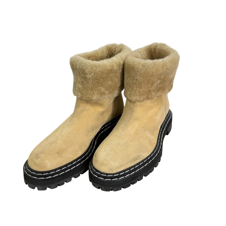 Botas al tobillo Proenza Schouler de gamuza forradas de piel de oveja negras tostadas 39,5/8,5 Foto 3 de 4