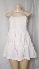 Urban Outfitters White Embroidered Tiered Mini Dress Cottagecore Boho XXS