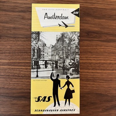 SAS Scandinavian Airlines Vintage Amsterdam City Portrait Brochure Vintage 1966