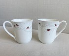 EUC Set of 2 PORSGRUND Norway Fine Bone China Cups Mugs Scandinavian 3.5” Birds — photo 2