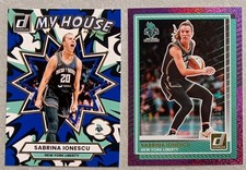 2 Sabrina Ionescu 2025 Donruss WNBA Purple Shimmer 85/99 & Blue Press My House