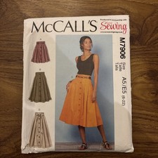 McCalls Sewing Pattern 7906 EASY High Waisted Pleated Skirts, Size 6 - 22 NEW