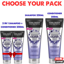 John Frieda Shimmering Silver Shampoo Conditioner Set Duo Grey White Hair 250ml