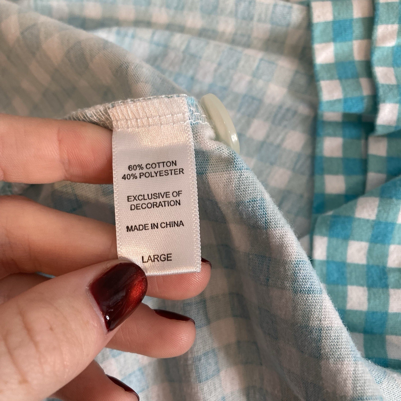 Carole Hochman Blue Gingham Two Piece Shorts Pajama Set Size L Loungewear Comfy