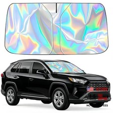 Car Windshield Sun Shade Upgraded - Foldable Laser Titanium Silver Front Window