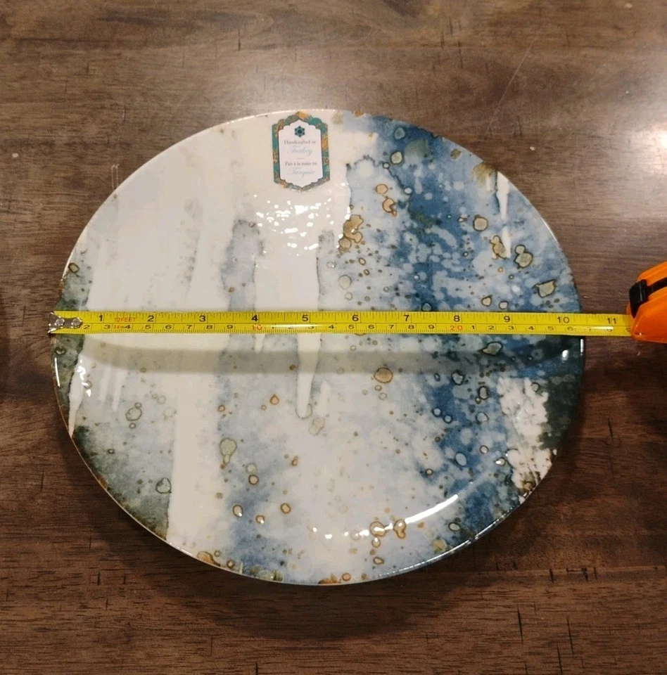 INTESA HOME Set Of 2 Imported 10.5-inch Dinner Plates Blue/Gray Abstract - Image 4 of 4