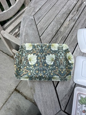 4 kleine Melamin Teetabletts -1 William Morris- 2 italienische- 1 Majilly Erdbeere 