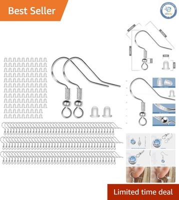 120 PCS Silver Earring Hooks with Hypoallergenic Silicone Backs - DIY Jewelry