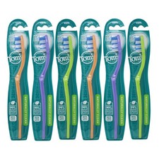Box of 6 - Toms of Maine Naturally Clean Soft Toothbrush Colors May Vary