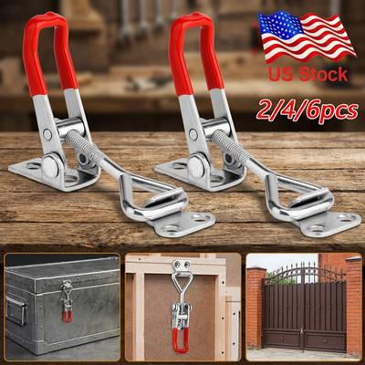 2/4/6Pcs Latch Catch Cabinet Boxes Handle Toggle Lock Clamp Hasp Galvanized Iron
