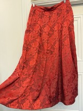 VINTAGE 80s LLOYD WILLIAMS RED HOLIDAY SKIRT 14 FLORAL