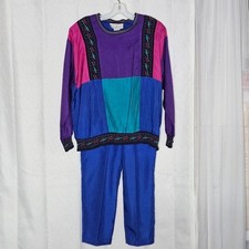 Vintage Saint Germain Paris 80's Colorblock 2 piece Warm Up Lounge Track Suit