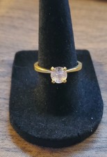 Vintage 18K Yellow Gold HGE Cubic Zirconia Solitaire Engagement Ring
