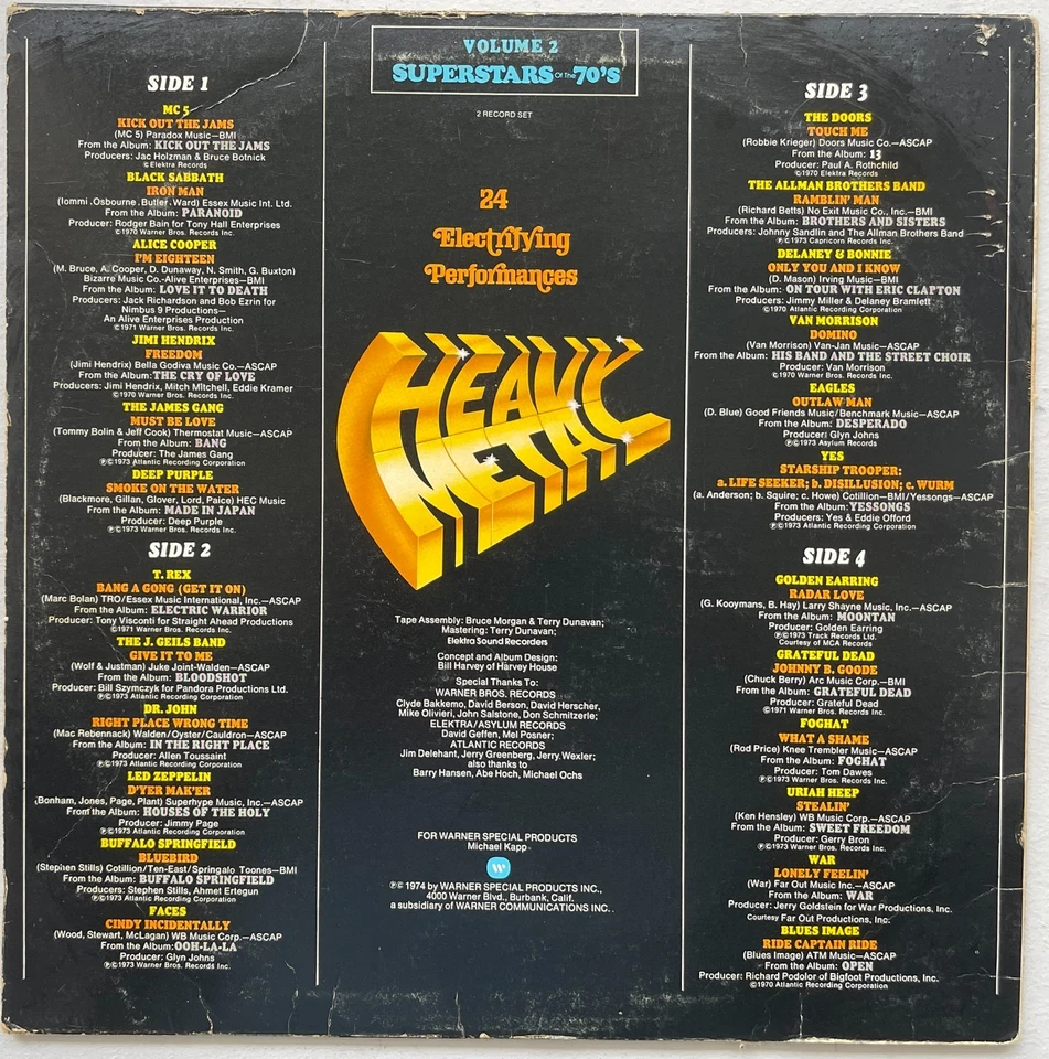 PUERTAS/BLACK SABBATH/LED ZEPELLIN/JIMI HENDRIX Heavy Metal 2LP WARNER BROS EN MUY BUENA CONDICIÓN/EN MUY BUEN ESTADO Foto 3 de 3