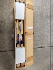 Eddie Bauer Wood Croquet Set in Wood Box Case Crate 4 Person