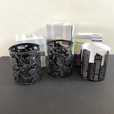 Lot of 3 Scentsy Wrap 3-D Downtown Spring Creek Tuscan Grape Metal Core Warmer
