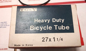 vtg TG&Y Bicycle Tube 27 x 1-1/4 Stock #KB-0173 w Box Korea Made New Old Stock