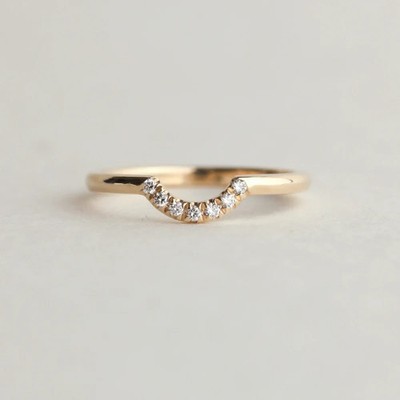 Dainty U Shaped 0.11CT Lab-Grown Diamond 10K Yellow Gold Stackable Wedding Ring