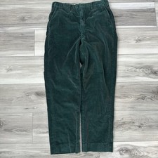 Vintage 30s 40s Mens Green Corduroy Trousers Talon Zipper 30x27 Forest Green