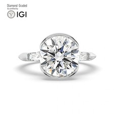 Round Diamond Trilogy Ring 18k White Gold Labgrown 3.50 Ct Solitaire