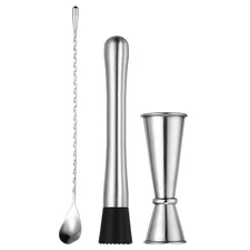 1 Set Muddler for Cocktails, 12.5CM Cocktail Measuring Jigger with Spoon