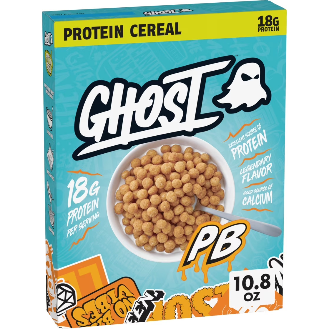 GHOST PROTEIN CEREAL, PEANUT BUTTER Flavor, 18G Protein, 10.8 oz, Free Shiipping