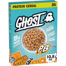 GHOST PROTEIN CEREAL, PEANUT BUTTER Flavor, 18G Protein, 10.8 oz, Free Shiipping 11.10 per gallon