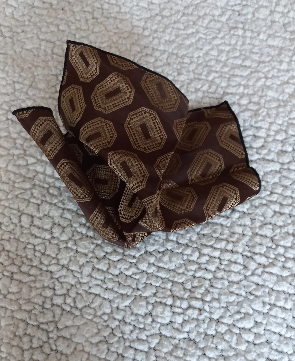 Mouchoir De Poche Homme Dunhill – Marron Uni – Coton Vintage – Très Bon état