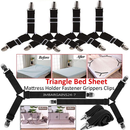 Triangle Bed Sheet Mattress Holder Fastener Grippers Clips Suspender