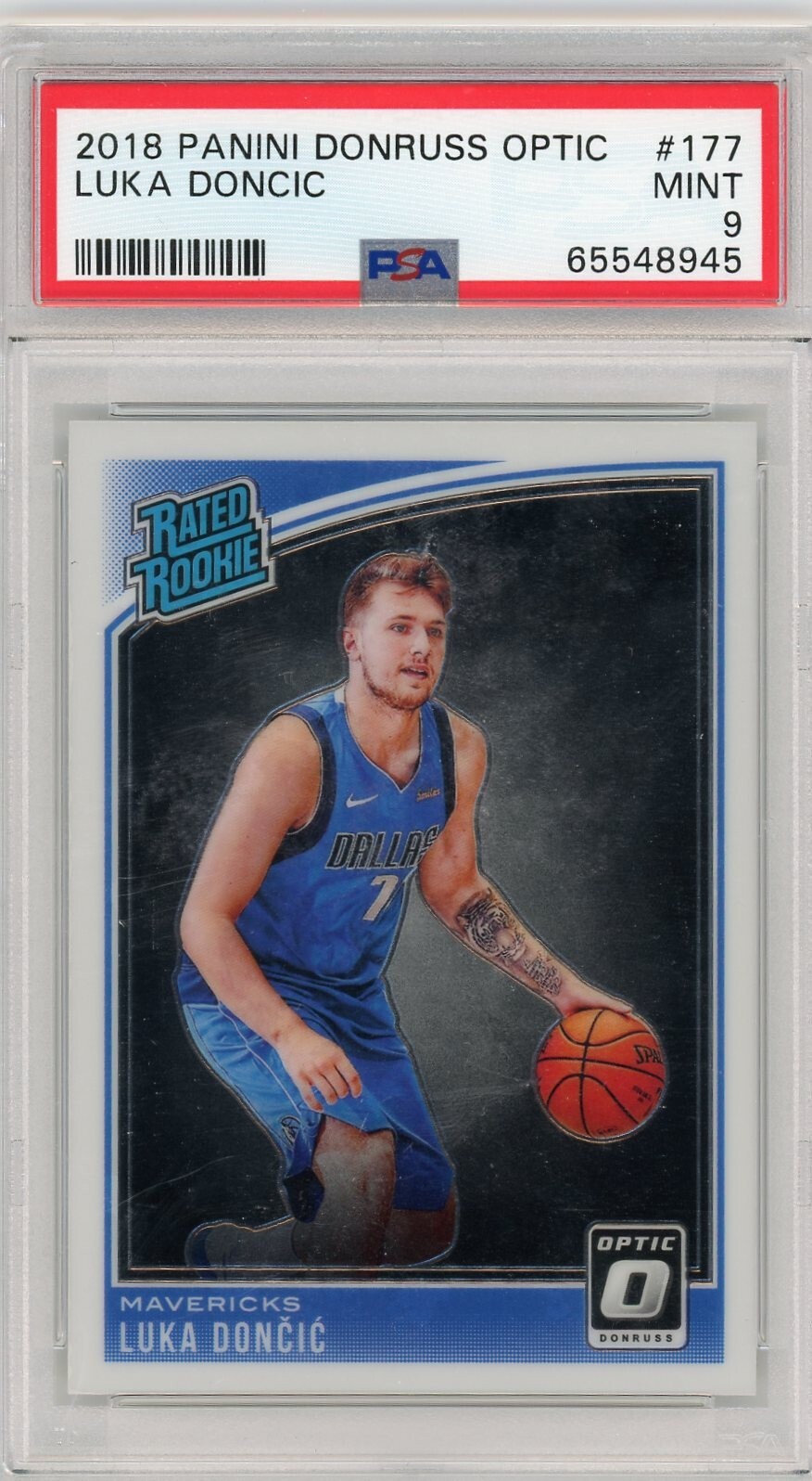 2018 Panini Donruss Optic #177 Luka Doncic PSA 9 Rated Rookie RC Mavericks (314)