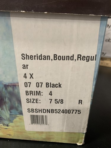 VTG Stetson Sheridan 4X Buffalo Black Wool Cowboy Hat 7 5/8 Original Box READ - Picture 2 of 20