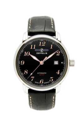 Zeppelin 7656-2 LZ127 Graf Zeppelin Automatikuhr Schwarz Lederband 40 mm