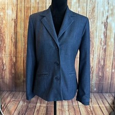 Peck Peck Women s Lined Navy Blue Button Down Striped Blazer Jacket Size 6