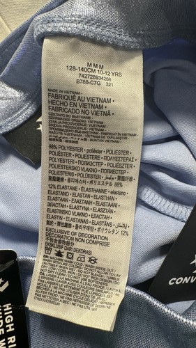 Converse All Star High Rise Wide Band Girls Shimmer Light Blue Leggings M NWT - Picture 7 of 7